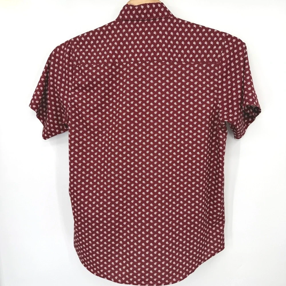 Dixxon Flannel Co Shirt Mens L Burgundy F Bomb D-Lite Short Sleeve Button Down